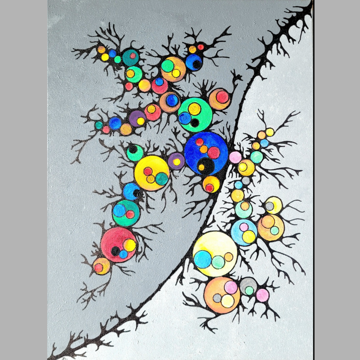 Thorns and Alien Eyeballs - Abstract acrylic art on stretched canvas