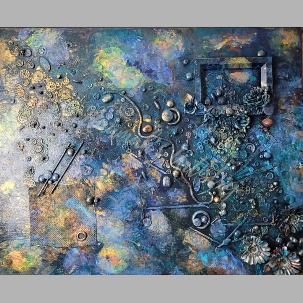 Time is the Key - Abstract acrylic mixed media on stretched canvas