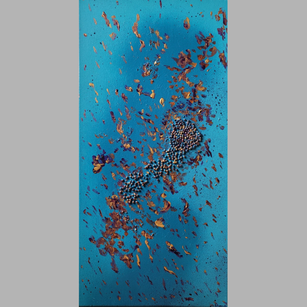 Campfire at Dusk - abstract acrylic mixed media art on stretched canvas