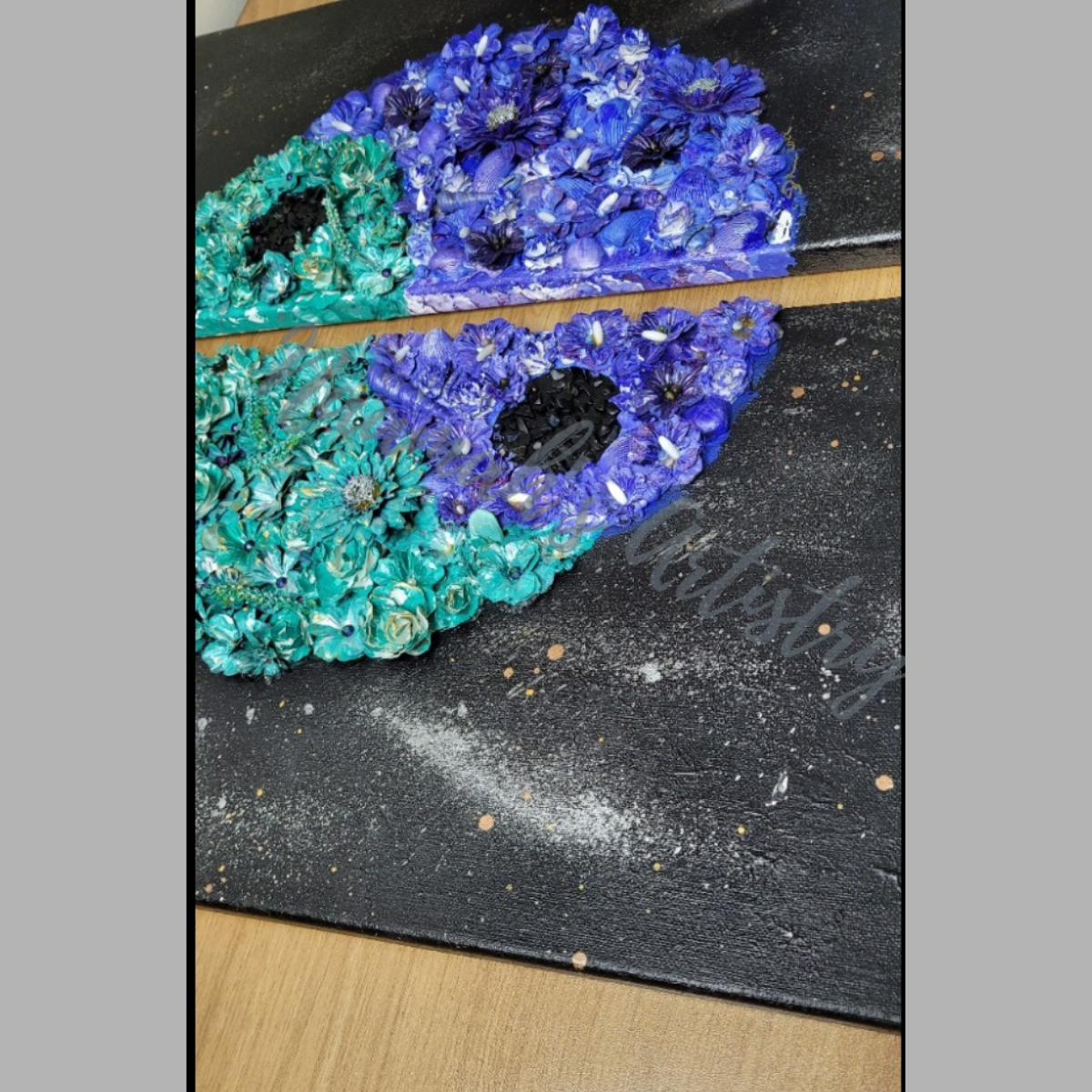 Earth in Balance - Diptych mixed media abstract acrylic art on stretched canvas