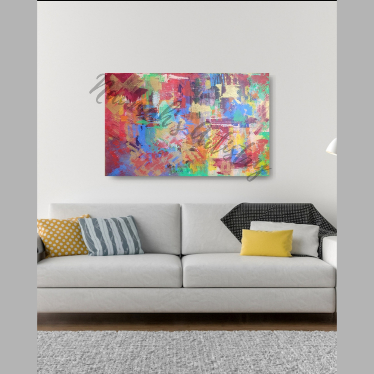 City Lights - Abstract acrylic art on stretched canvas