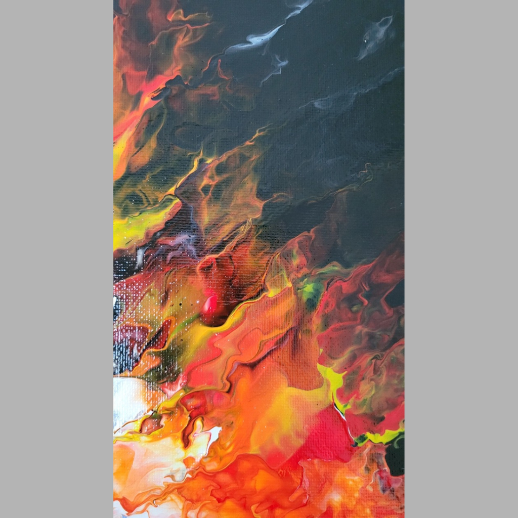 Asteroid - Abstract acrylic fluid art on stretched canvas