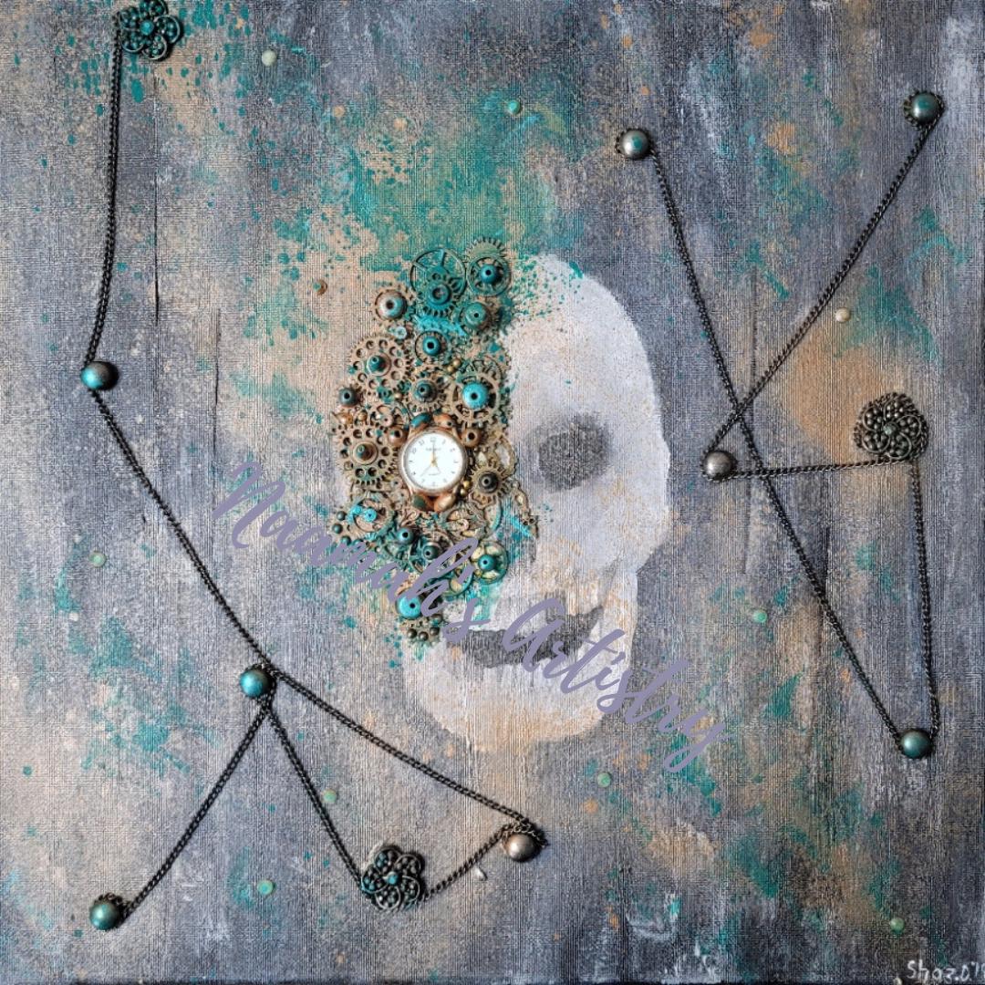 Demise of the Machine - Steampunk mixed media abstract Art on stretched canvas