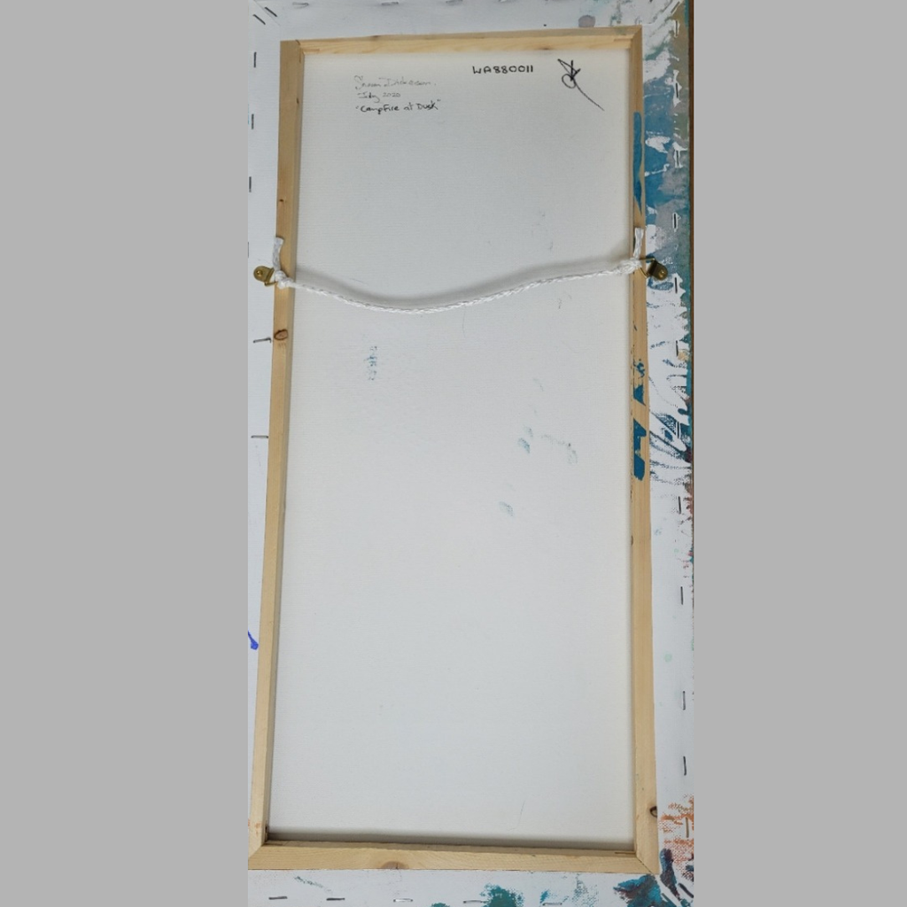 Campfire at Dusk - abstract acrylic mixed media art on stretched canvas