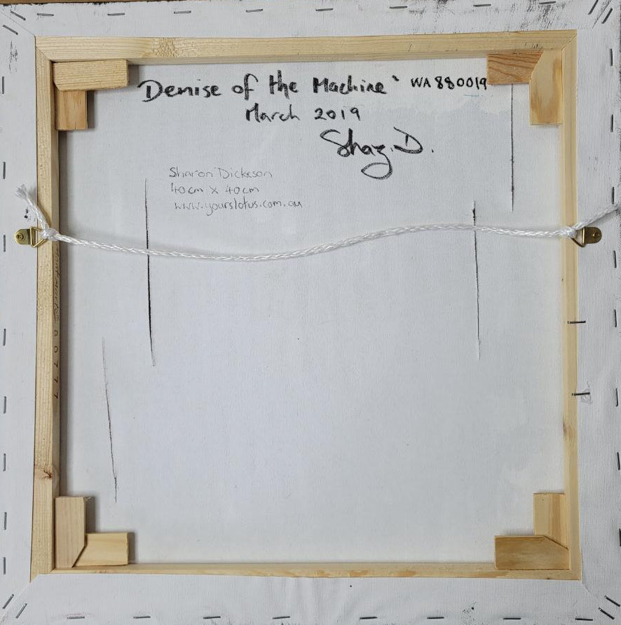 Demise of the Machine - Steampunk mixed media abstract Art on stretched canvas