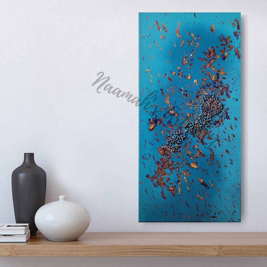 Campfire at Dusk - abstract acrylic mixed media art on stretched canvas