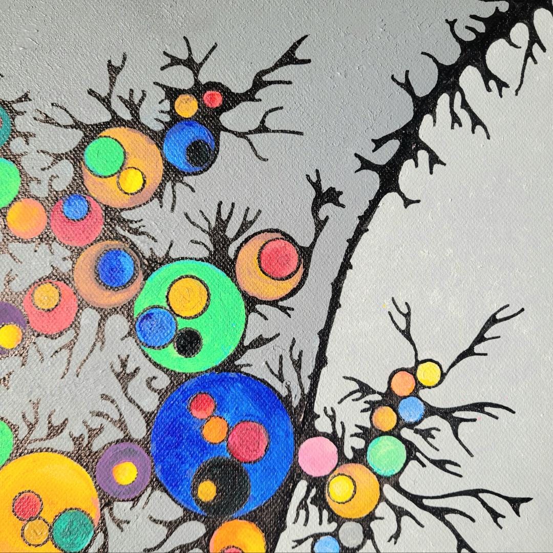 Thorns and Alien Eyeballs - Abstract acrylic art on stretched canvas