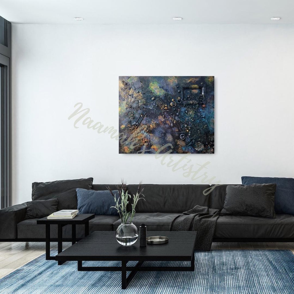 Time is the Key - Abstract acrylic mixed media on stretched canvas