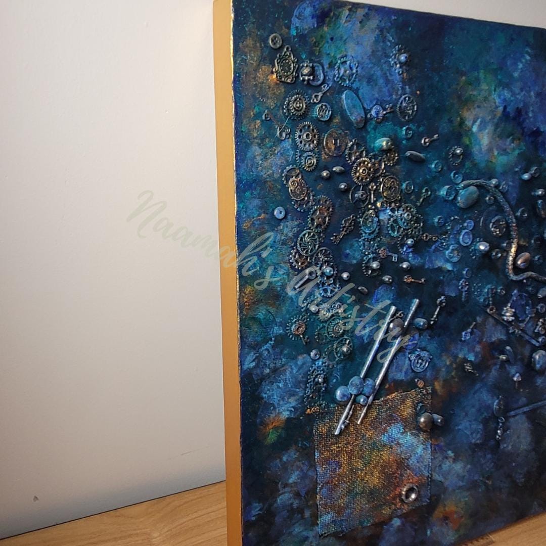 Time is the Key - Abstract acrylic mixed media on stretched canvas