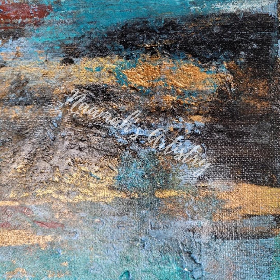 Ancient Lands - Textured acrylic abstract art on stretched canvas.