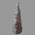 Steampunk inspired abstract upcycled bottle, bronze