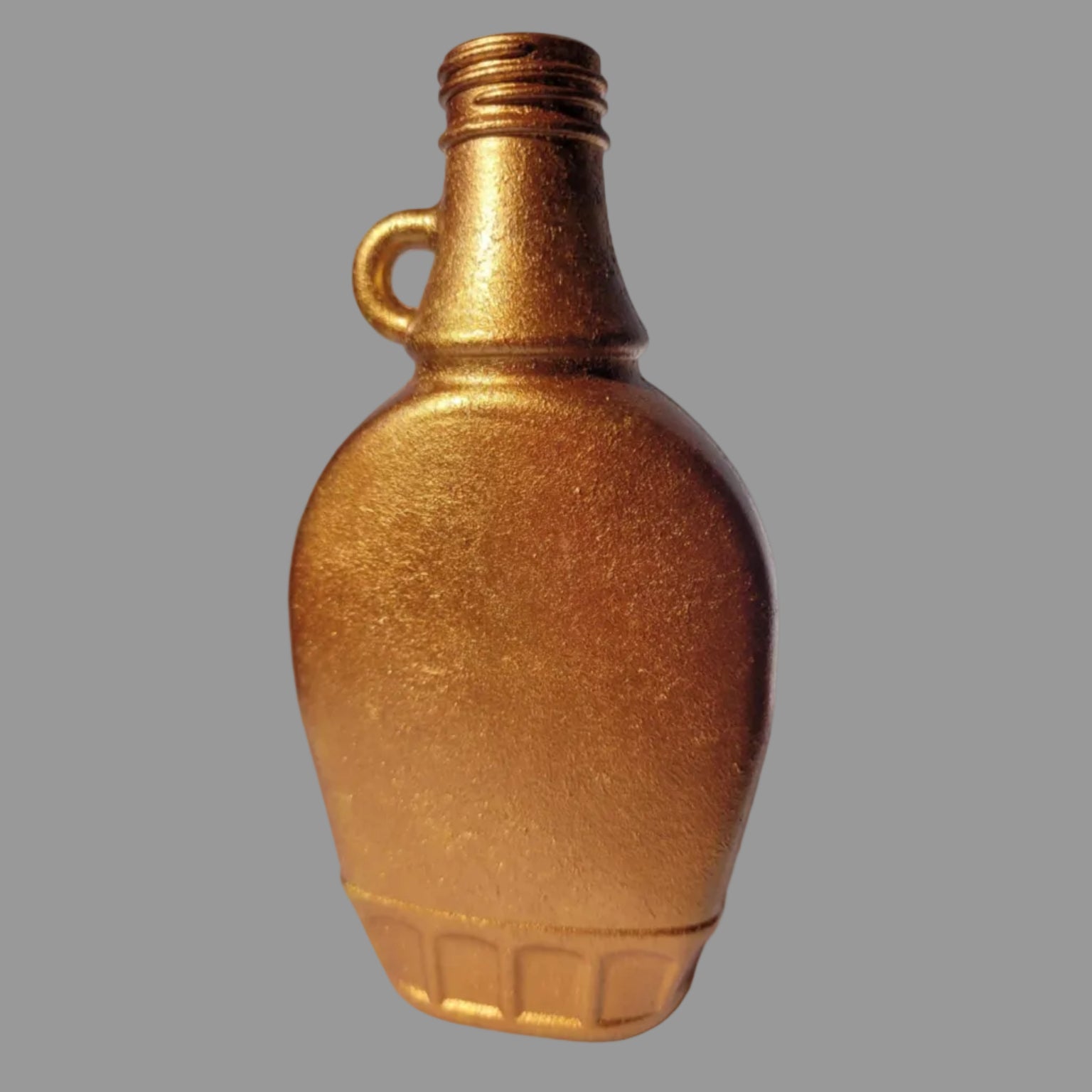 small upcycled bottle, bud vase, hand decorated bronze, mocking jay charm, hearts