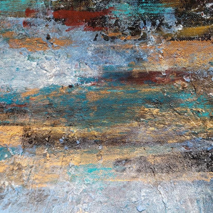 Ancient Lands - Textured acrylic abstract art on stretched canvas.