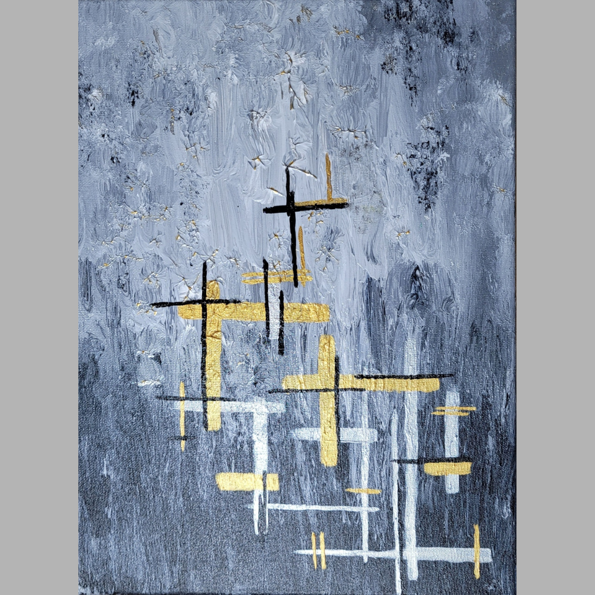 Alchemy Goes Industrial - Abstract acrylic art on stretched canvas