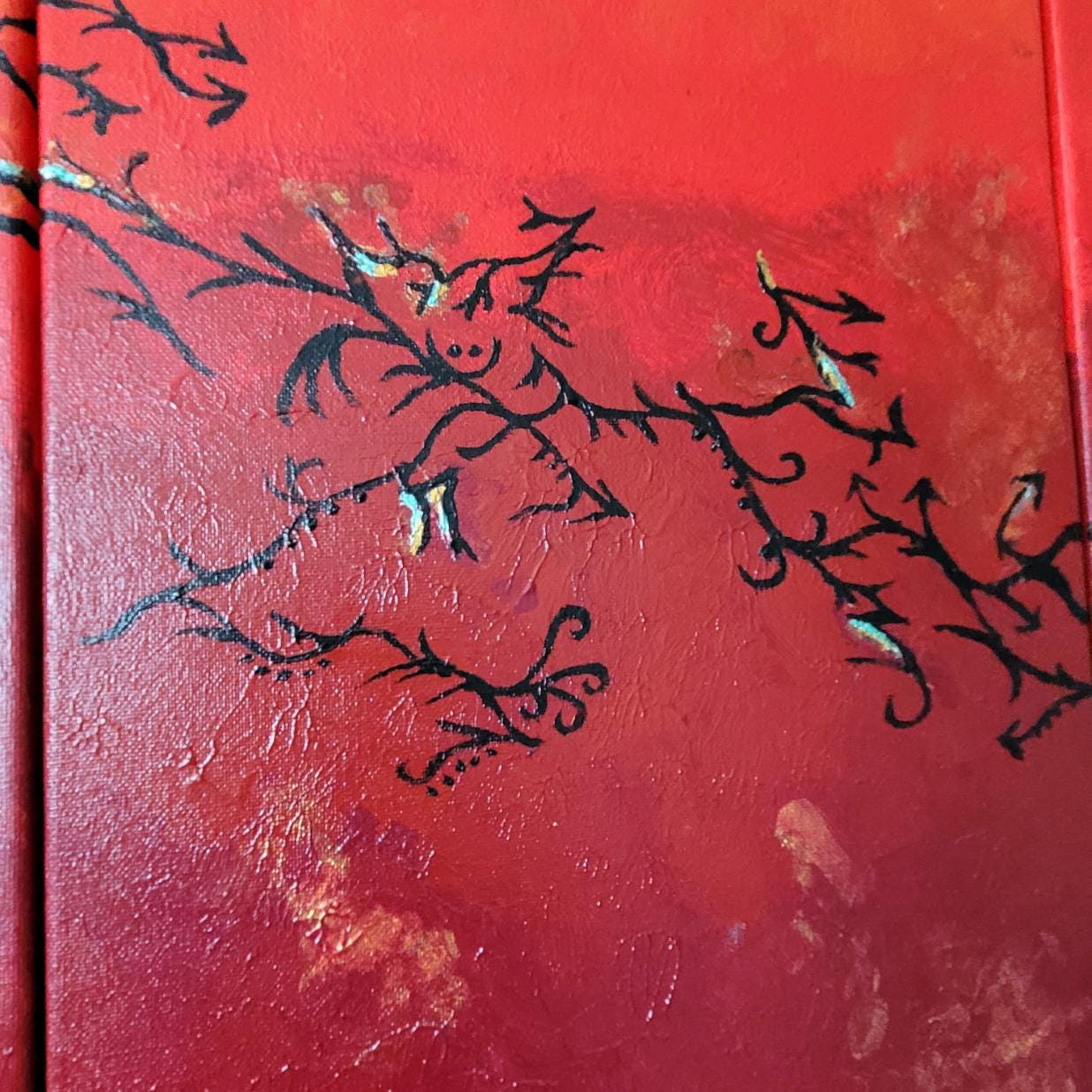 Australian Desert Sunset - abstract acrylic art triptych stretched canvas