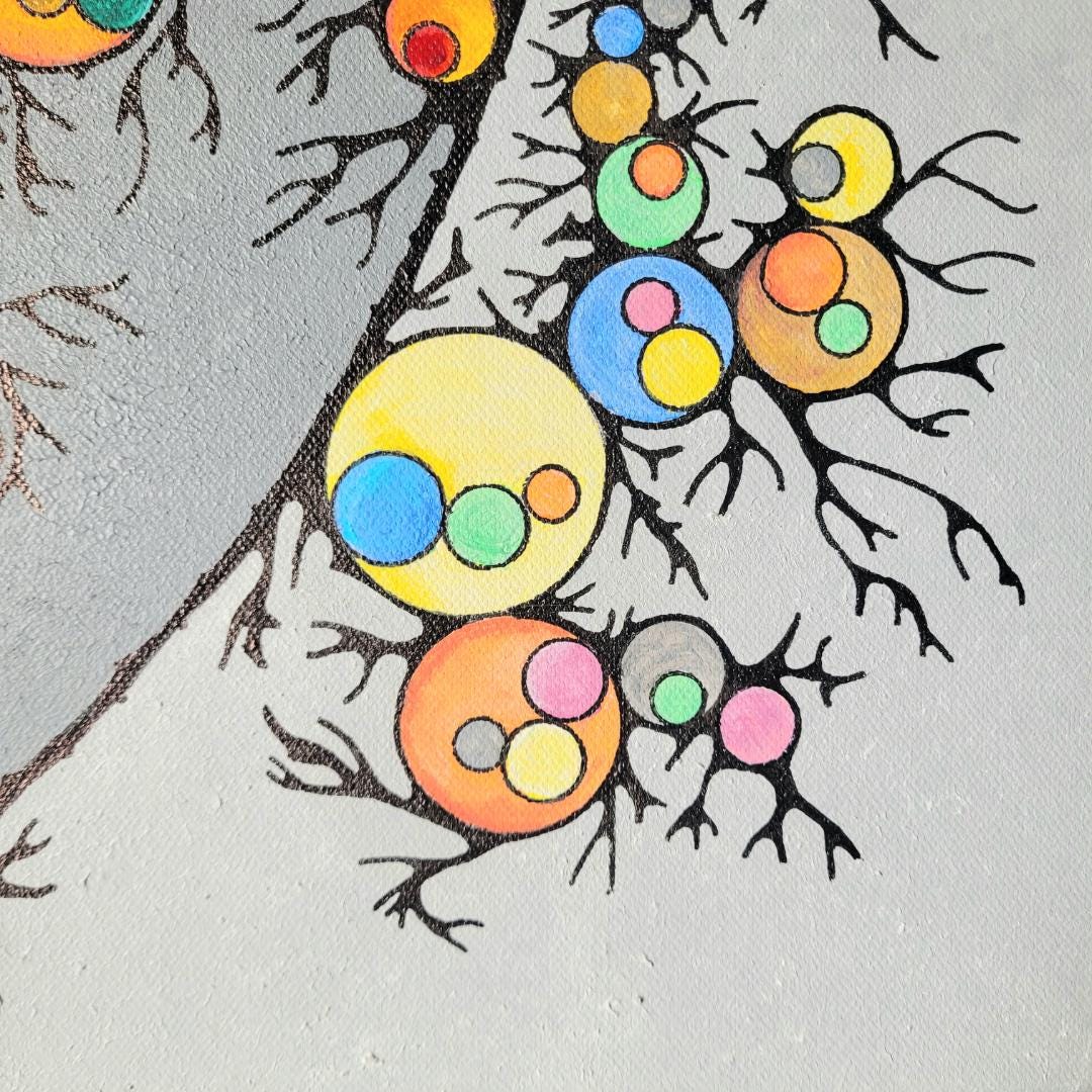 Thorns and Alien Eyeballs - Abstract acrylic art on stretched canvas