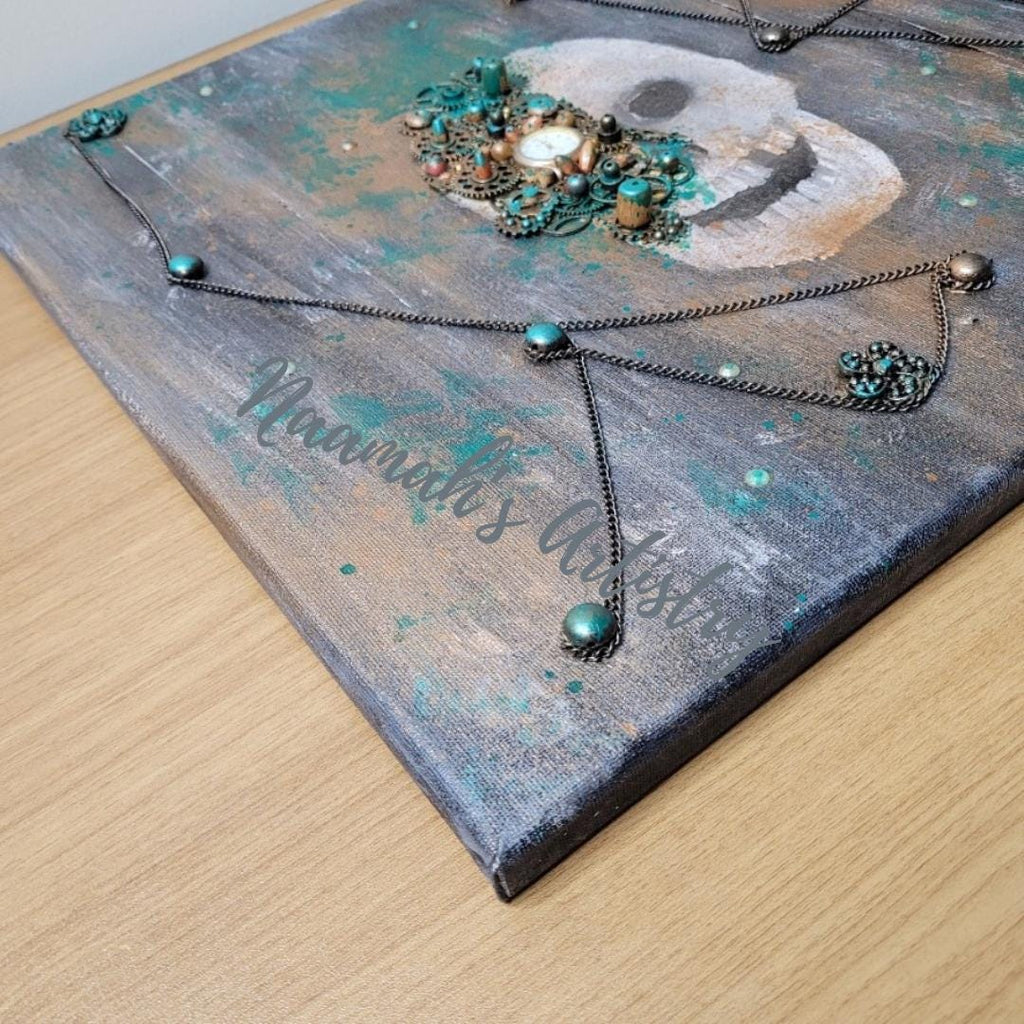 Demise of the Machine - Steampunk mixed media abstract Art on stretched canvas