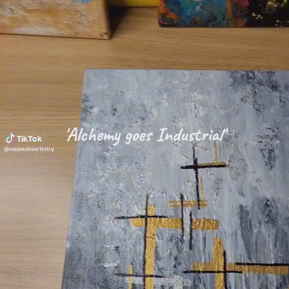 Alchemy Goes Industrial - Abstract acrylic art on stretched canvas